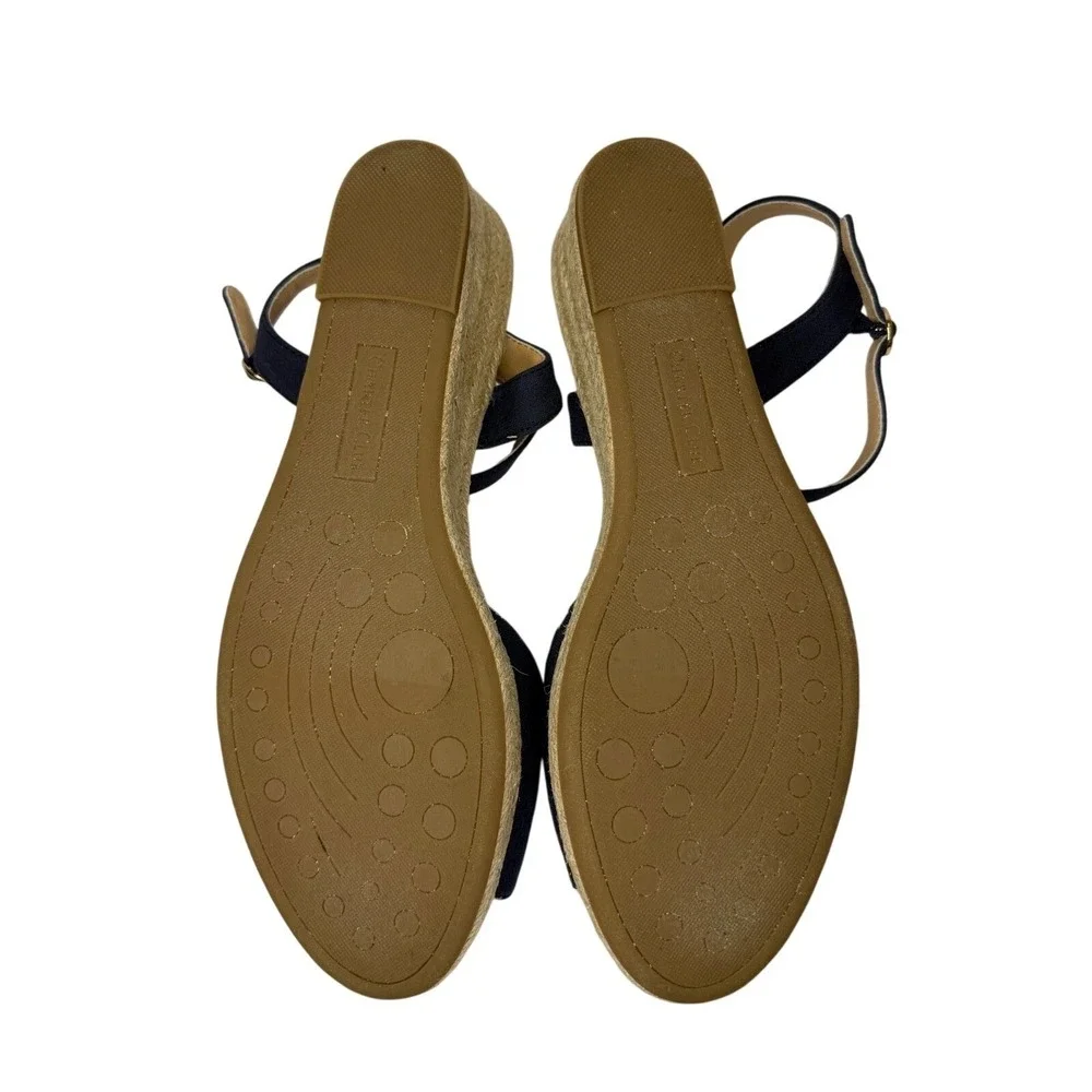 Charter Club Espadrille Wedge Sandals Womens 9.5 Navy Blue LUCHIA Canvas Strappy